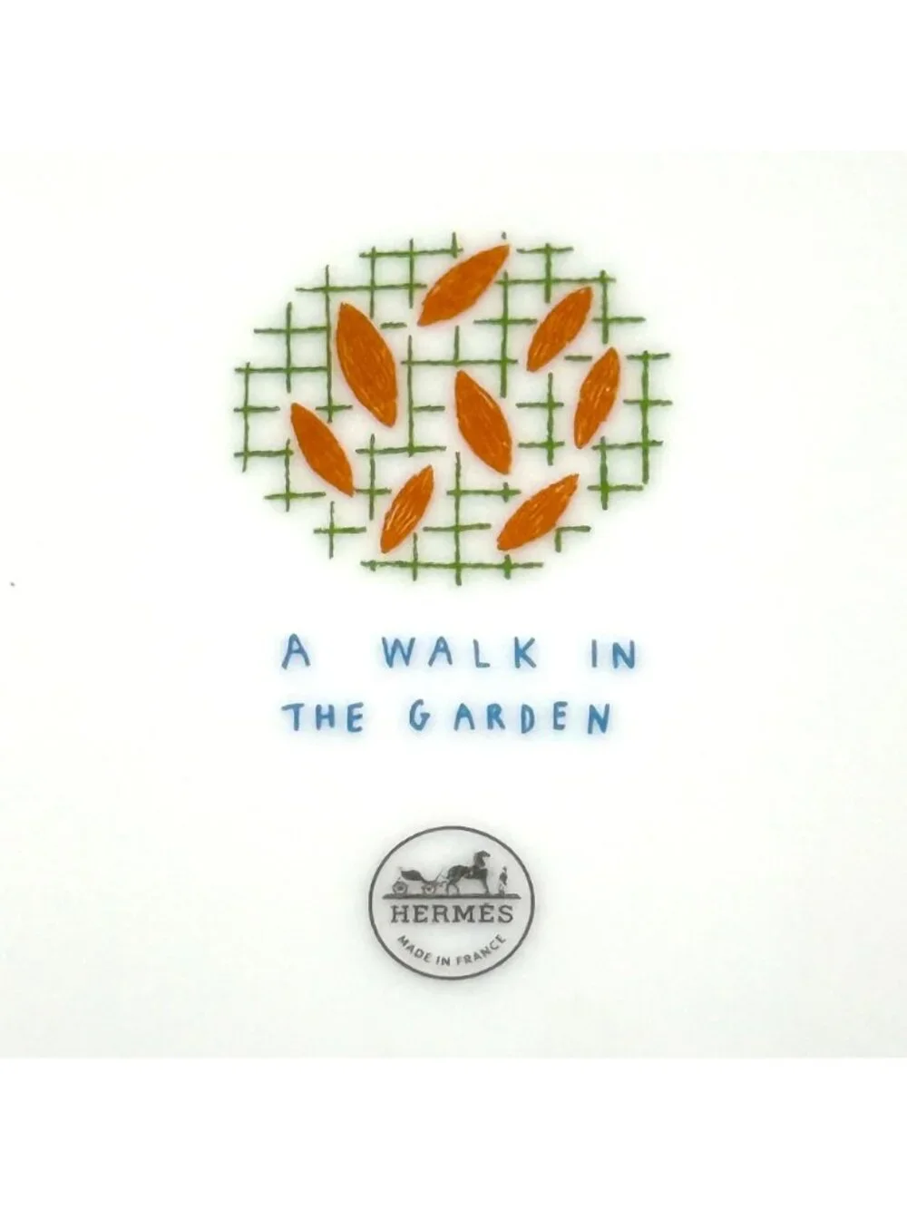 Hermes “A Walk In The Garden” Yellow and White Dinner Plates Set of 2 (Hat Stamp